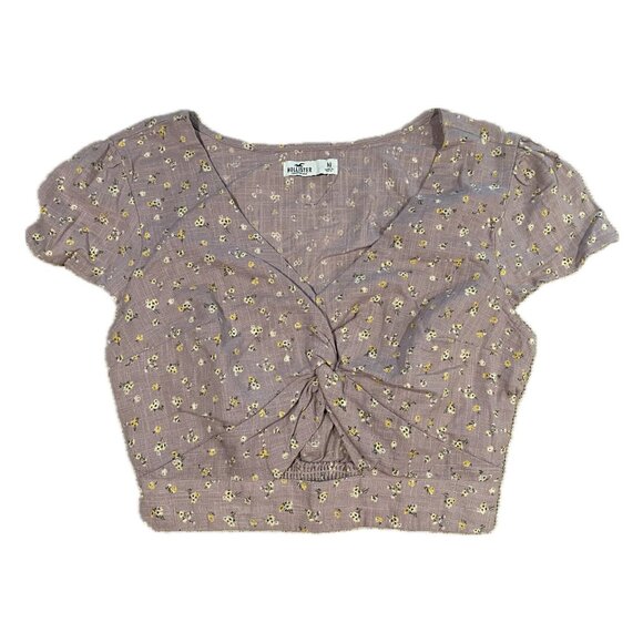Hollister Keyhole Crop Top - Purple Floral - Size Medium - NWOT - Picture 1 of 7